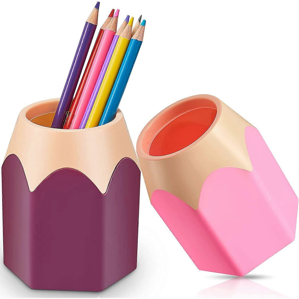 Kikidex (As Show, One Size) Pencil Shaped Pen Holders Pencil Storage Organizer Cute Desktop Pen Cup Colorful Vase Pencil Pot Cartoon Stationery Rack Classroom