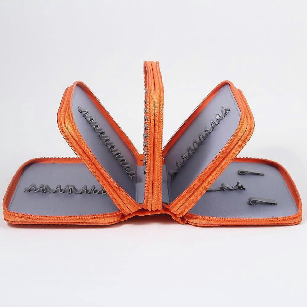 Kikidex (As Show, One Size) 72Pcs Professional Drawing Sketch Brush Pencil Pen Pocket Holder Bag Case Pouch Color Orange