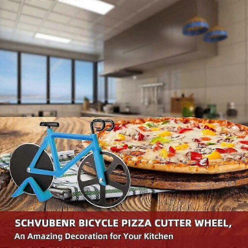Bicycle Pizza Cutter, Funny Housewarming Gift (Blue) 1