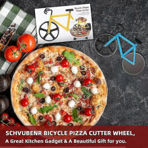 Bicycle Pizza Cutter, Funny Housewarming Gift (Blue) 2