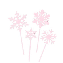 (Pink) Fruushop Electronics Auto Parts 40 Pieces Snowflake Flag Cocktail Sticks - Ice Picks - Fruit Stick Skewers - Fruit Sticks