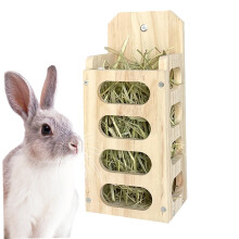 Rabbit Hay Feeder Wooden Large Capacity Vertical Standing Hay Rack For Guinea Pigs Rabbits Hamsters Chinchillas