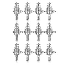 Set of 12 Christmas Nutcracker Napkin Rings, Metal Napkin Holders (Silver)