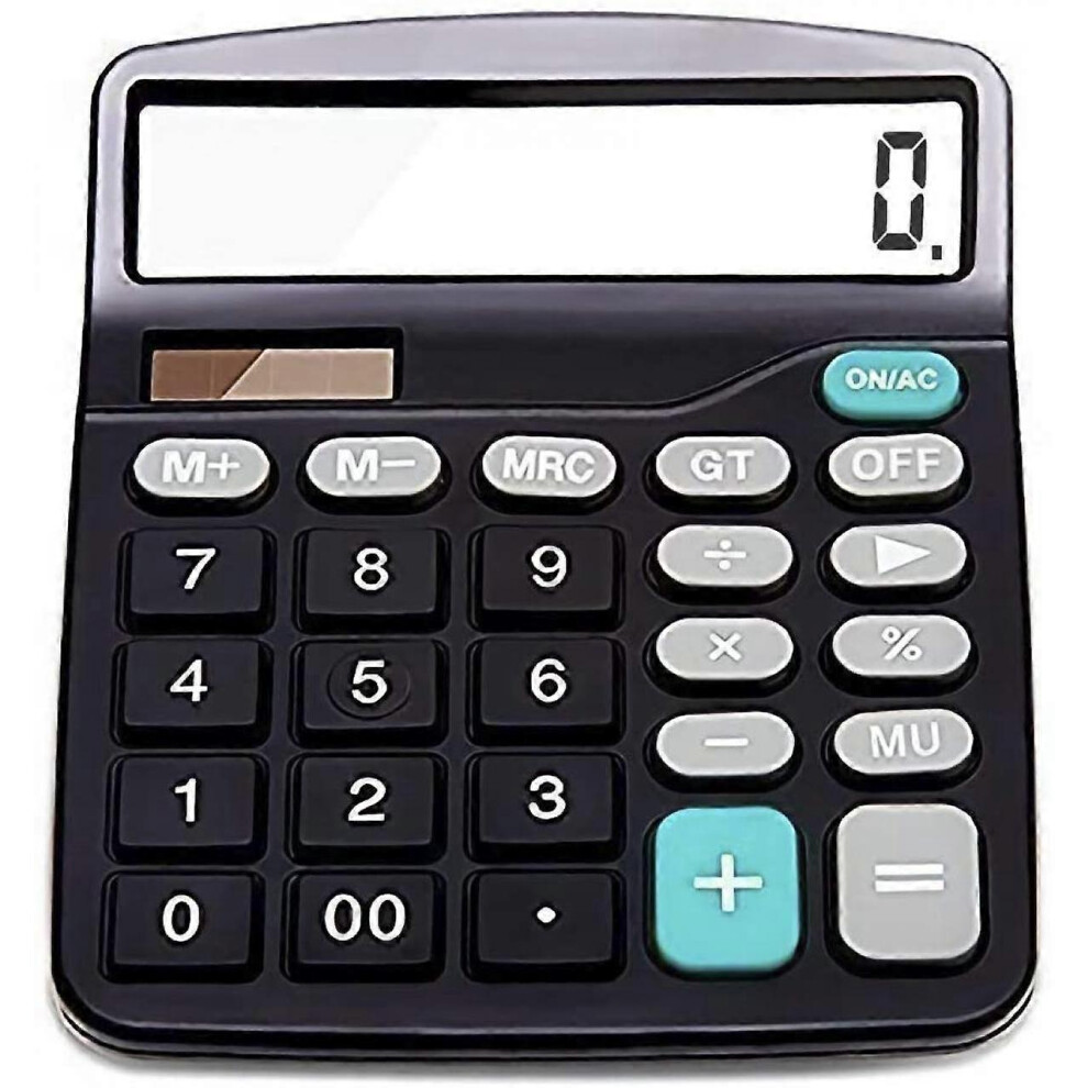 Kikidex (As Show, One Size) Calculator, Electronic Desktop Calculator With 12 Digit Large Display, Solar Battery Lcd Display Office Calculator