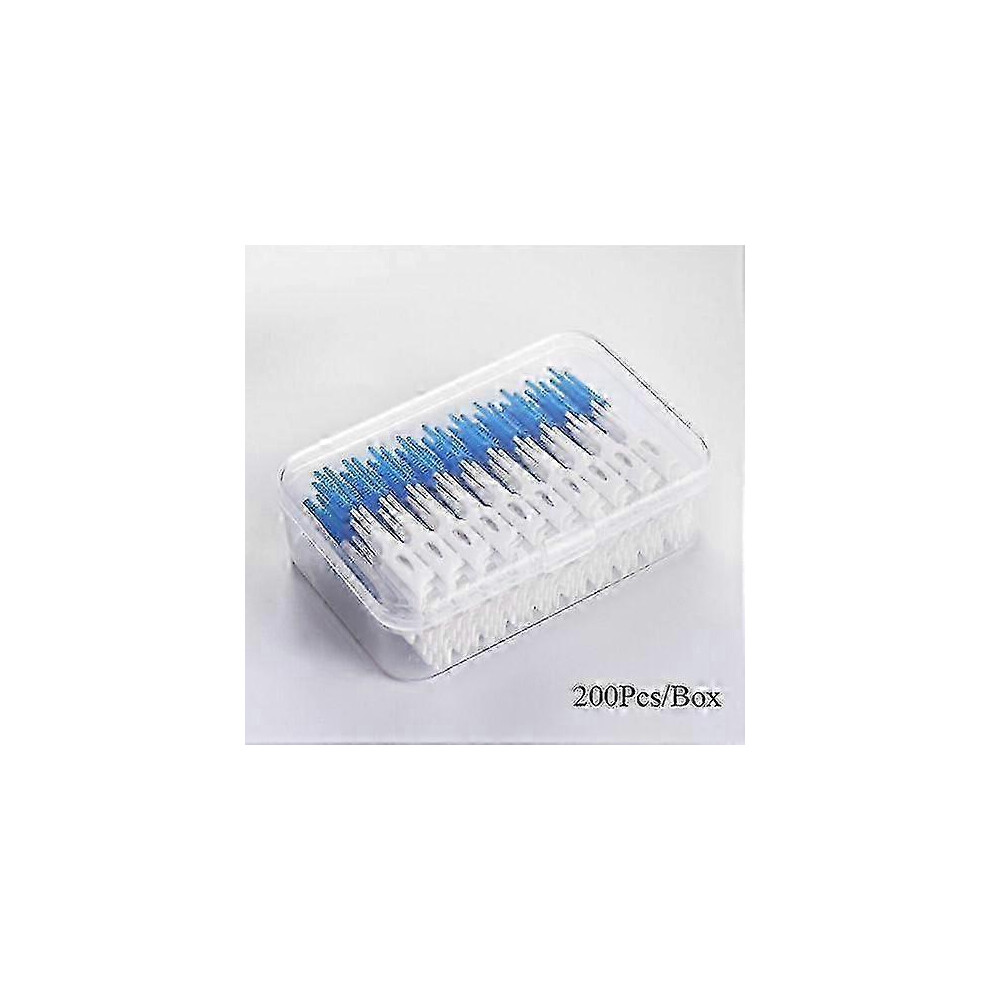 Blue Ï¼Blueï¼ 200Pcs Interdental Brushes Sticks Toothpicks Dental Floss Teeth Toothpicks