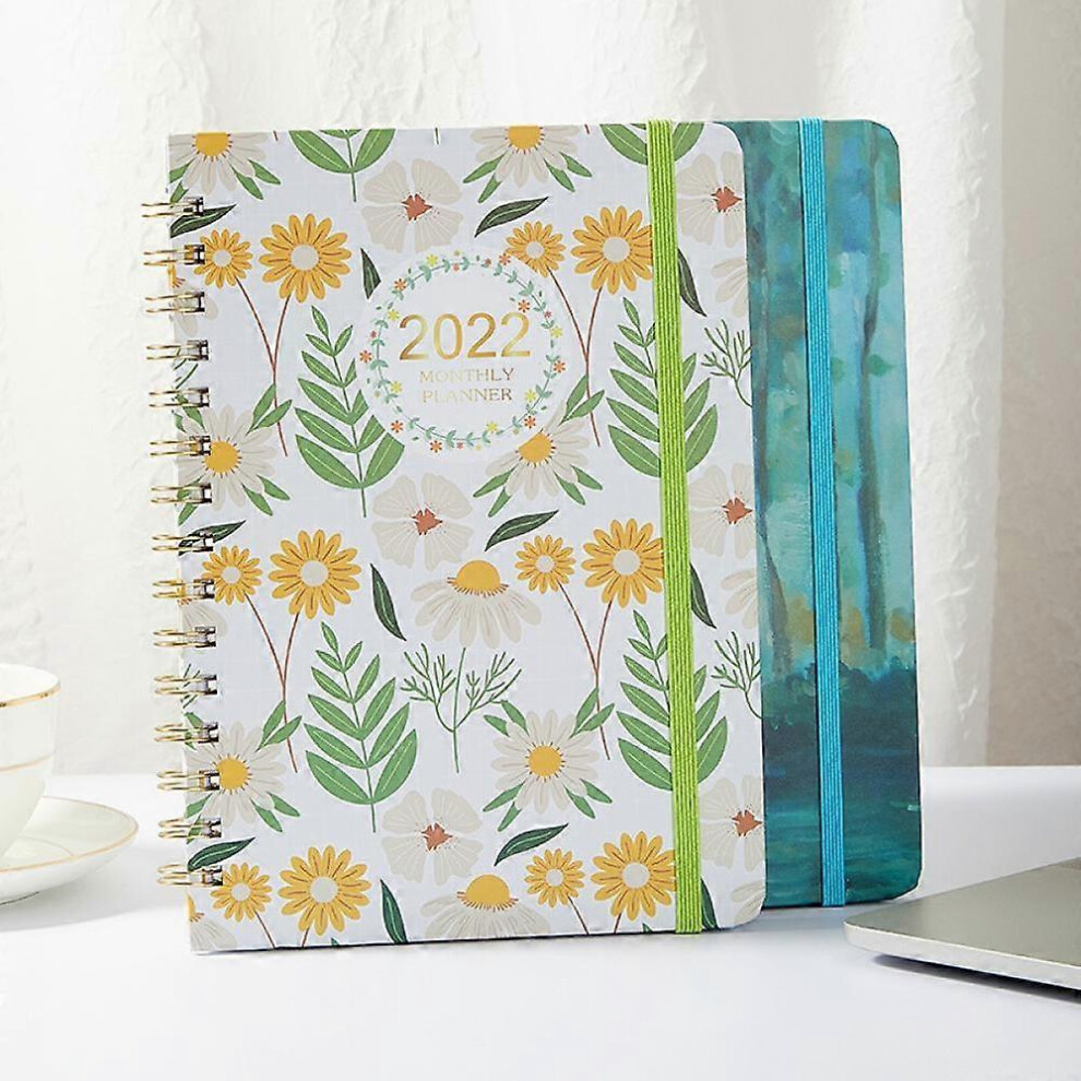 Kikidex (As Show, One Size) Saytay 2022 English Schedule A5 Coil Daily Plan Notebook Foreign Trade Planner Loose Leaf Book St-001