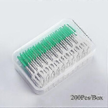 (Green) 200pcs Interdental Brushes Sticks Toothpicks Blue Dental Floss Teeth Toothpicks