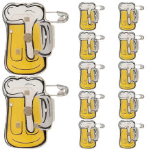 12pcs Creative Beer Mug Pins with Flashing LED Light, Great for Party Bar Decor (Random Color)