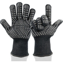 Heat Resistant Gloves for Professional Use, Triple Protection Material with Non-Slip Silicone Design, Secure Grip Oven Gloves for Grilling, Cooking,
