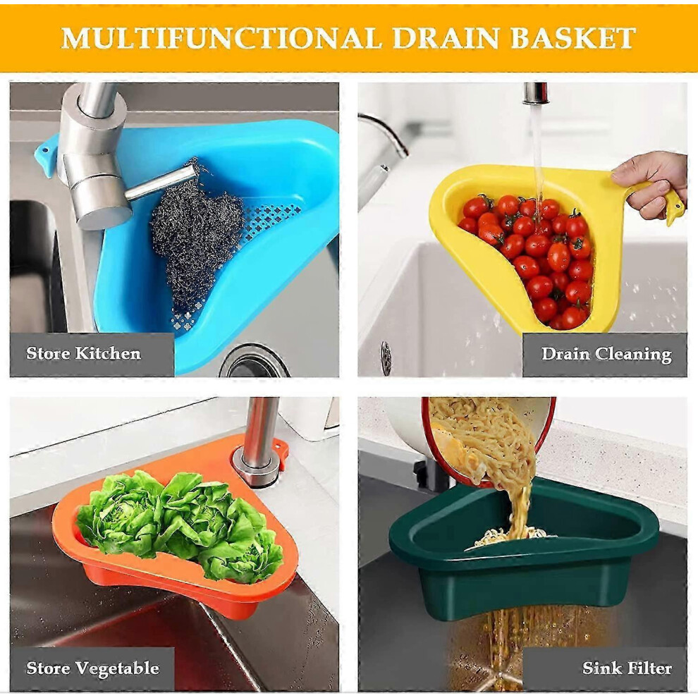 Set of 4 Draining Baskets, Kitchen Colander with Dish Brush, Swan Draining Basket, Kitchen Sink Drainer, Kitchen Drainer