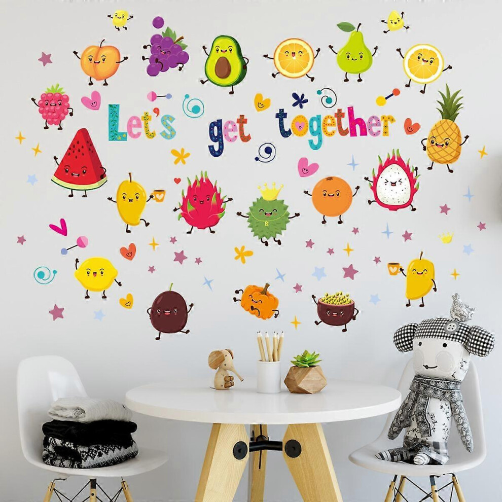Kikidex (As Show, One Size) Fruit Alphabet Kids Wall Stickers Decals Peel And Stick Removable For Bedroom Living Room Art Murals Decorations