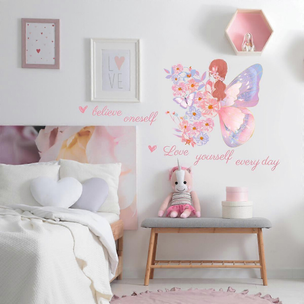 Kikidex (As Show, One Size) Butterfly Wall Stickers Quotes Vinyl Butterfly Wall Wall Decal For Kids Girls Classroom Playroom Woman Bedroom Living Room Wall De