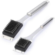 Pack BBQ Grill Brushes, 16.5" & 14" Wire Brushes for Outdoor Grill, Stainless Steel Cleaning Brush