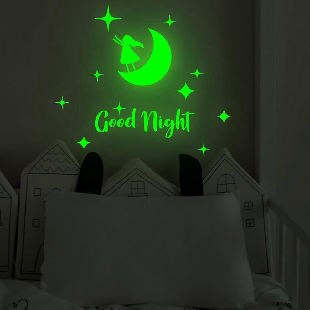 Kikidex (As Show, One Size) Ceiling Stickers Luminous Stars And Moon Space Wall Stickers For Kids' Bedroom Nursery Room Home Decor Wall Decorative