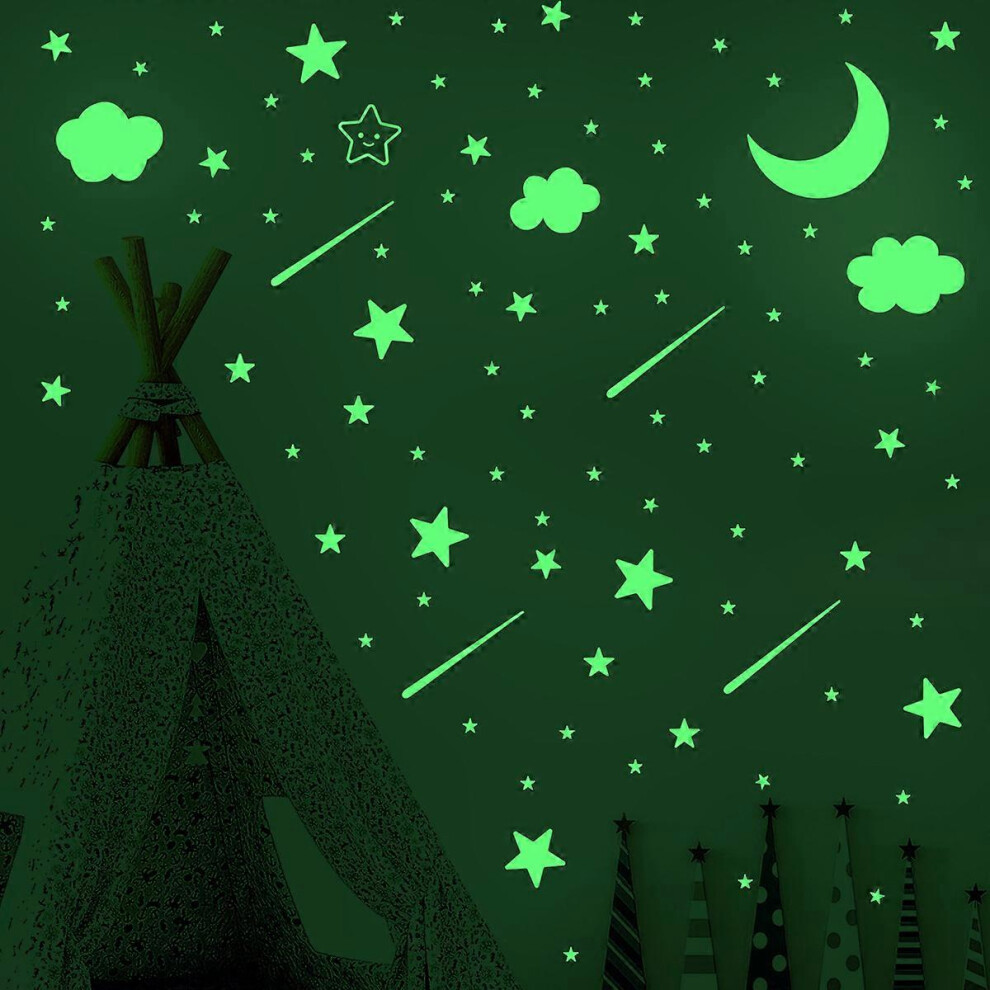 Kikidex (As Show, One Size) Glow In The Stars For Ceiling Or Wall Stickers - Glowing Wall Decals Stickers Room Decor Kit - Glow Star Set System Decal Dark