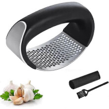 Rocking Garlic Press Set, Stainless Steel Garlic Chopper, Kitchen Utensil, Garlic Chopper, Silicone Peeler and Cleaning Brush