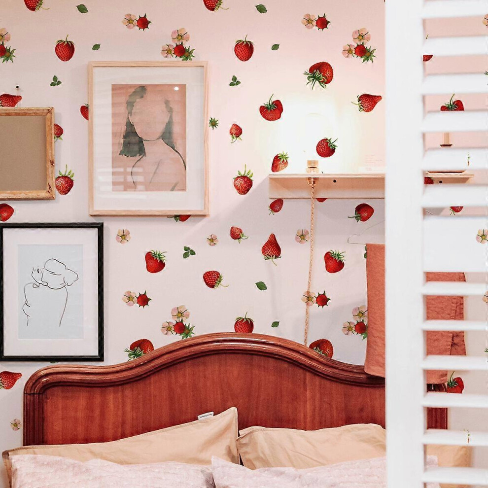 Kikidex (As Show, One Size) Strawberries Vinyl Tile Stickers Strawberry Wall Decal Transfers Kitchen Home