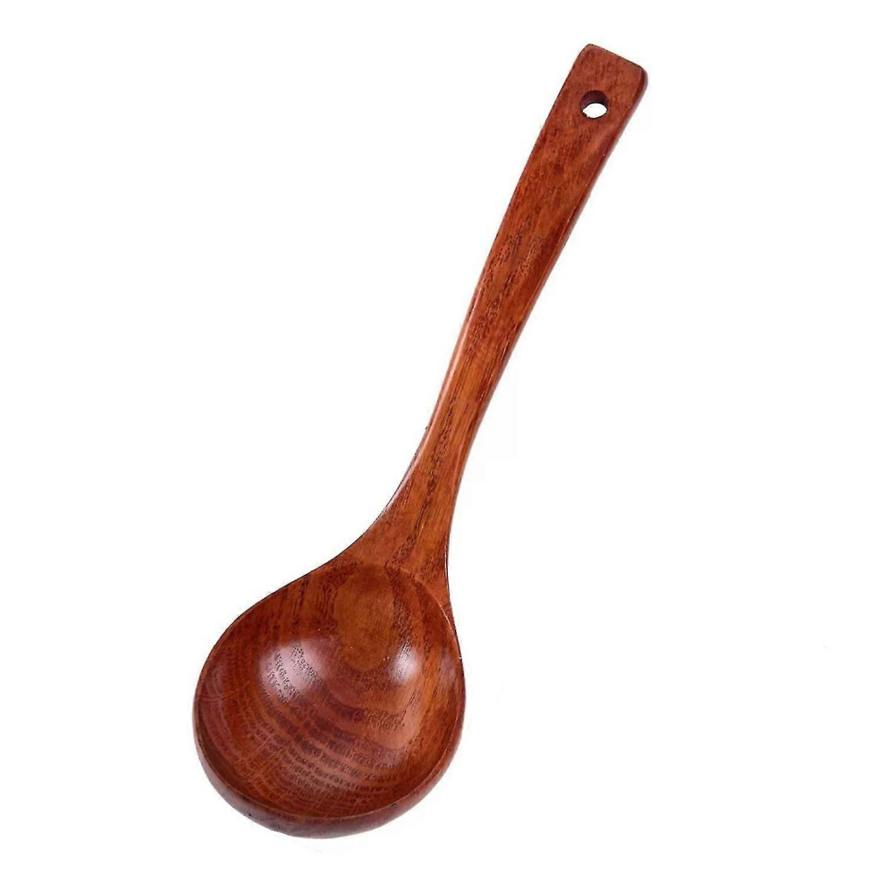 (XL) Heat Resistant Soup Serving Ladle Anti-scald Handle Wooden Kitchen Utensils Soup Spoon Cooking Tool