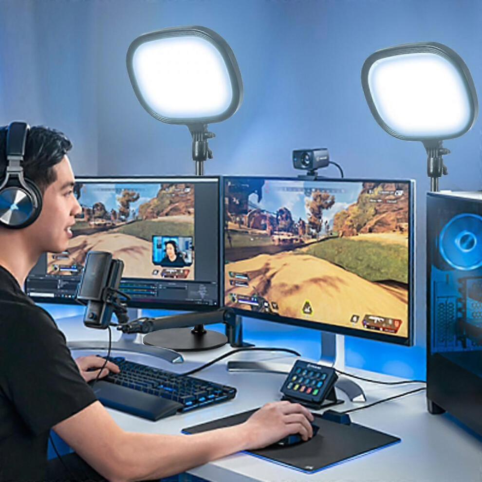 Kikidex (As Show, One Size) Desktop Video With Desk Stand Live Broadcast Fill S Studio Dimmable For Makeup Live Streaming Light