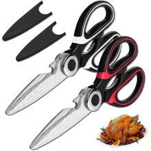 Kitchen Scissors, 2 Pieces, Heavy Duty Kitchen Scissors, Kitchen Shears, Stainless Steel for Poultry, Fish, Meat, Vegetables