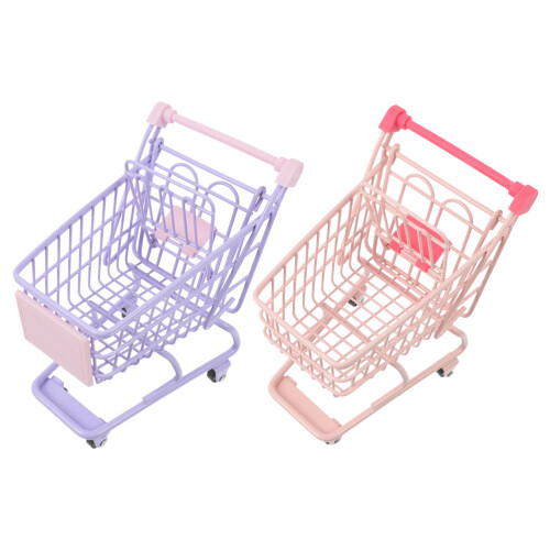 2pcs Mini Shopping Cart Child Small Trolley Plastic 2