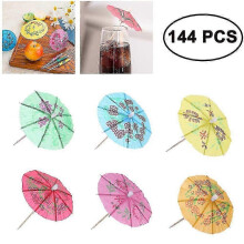 Paper Cocktail Umbrellas, 144 Pieces Paper Cocktail Decorations, Fruit Toothpicks, Hawaiian Tropical Drink Decorations