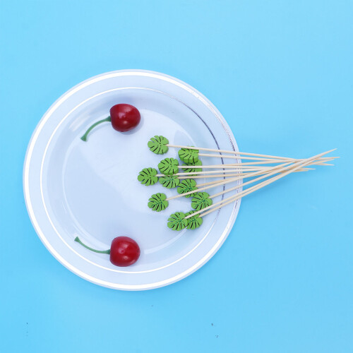 Fruit And Leaf Pick Wooden Toothpicks Light Green 100 Pcs 2
