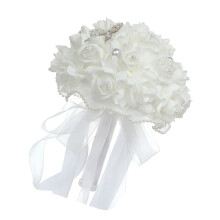 1Pc White Pe Fabric Bridal Bouquet Wedding Decor Photography Prop