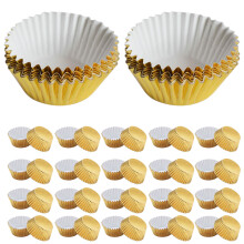 100 stuks aluminium verstevigde folie cupcake liners goudkleurig