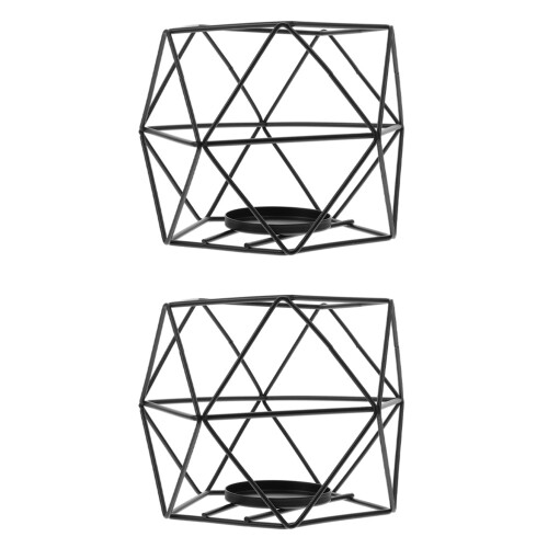Mlins  2 Pcs Tea Light Candle Holder Wedding Decorations Office Black