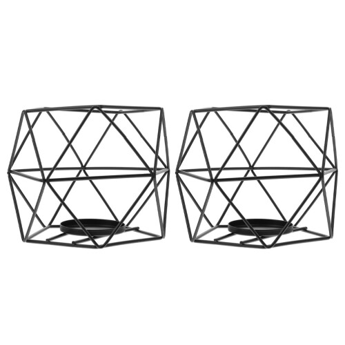 Mlins  2 Pcs Tea Light Candle Holder Wedding Decorations Office Black 1