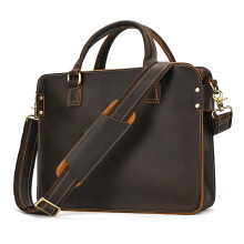 Men's Briefcase 14-Inch Laptop Bag Top Layer Cowhide Leather, Tote Shoulder Crossbody, 39x30 cm Rosso
