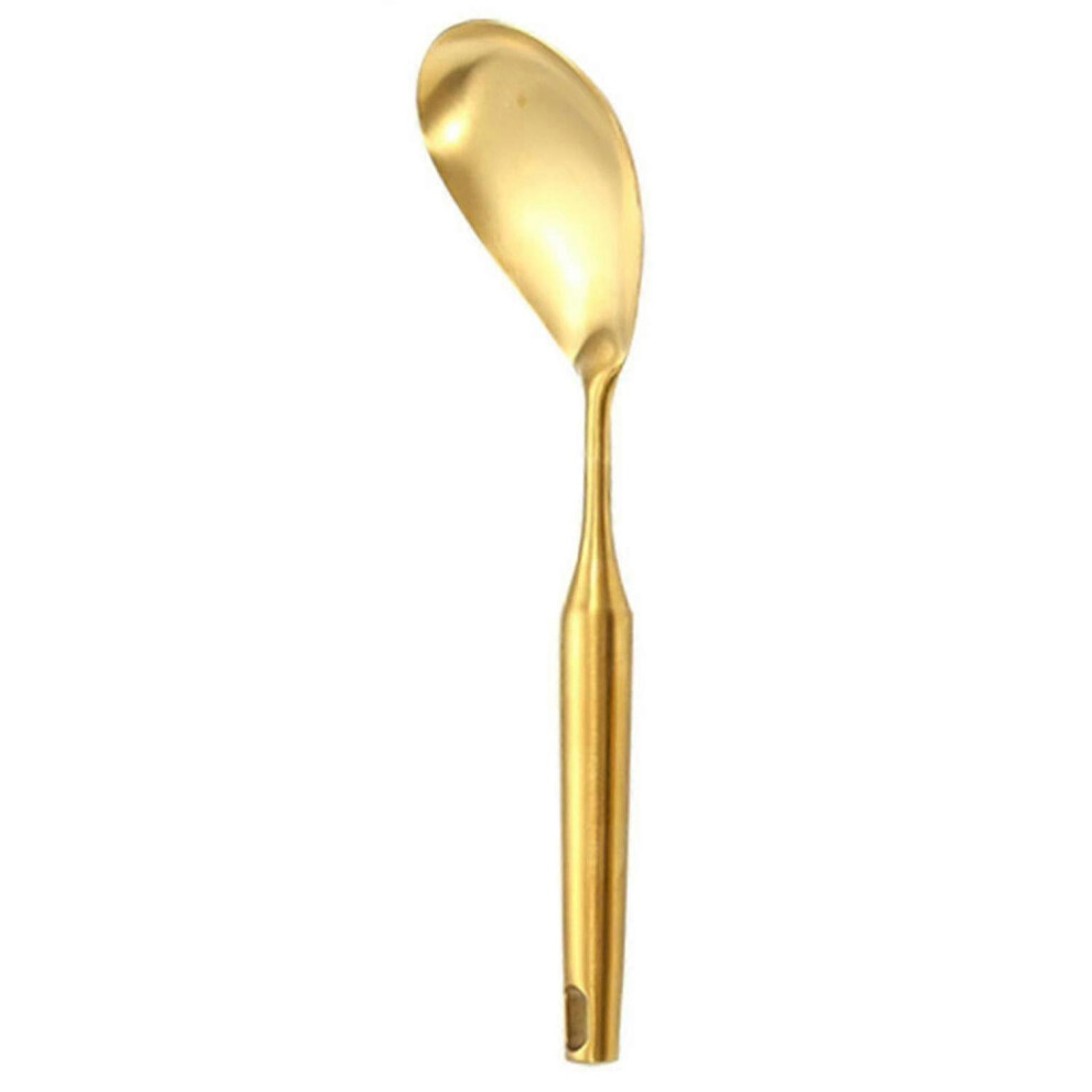 (1 Spoon) 6 Piece Stainless Steel Kitchen Utensil Set, Soup Ladle, Modern Rustproof Spatula Tw Gold