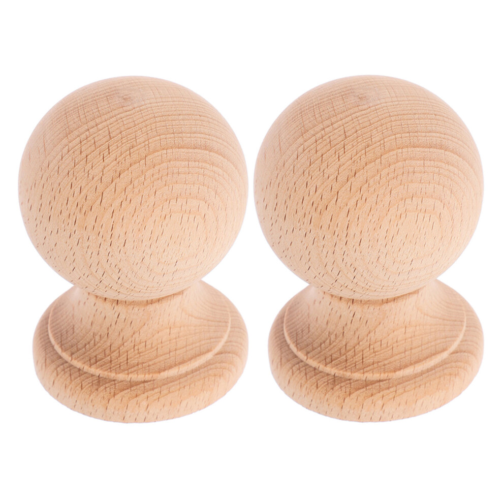2Pcs 10Cm Wood Ball Finials For Bed Post, Staircase, Fence Gate Topper 3324103290241