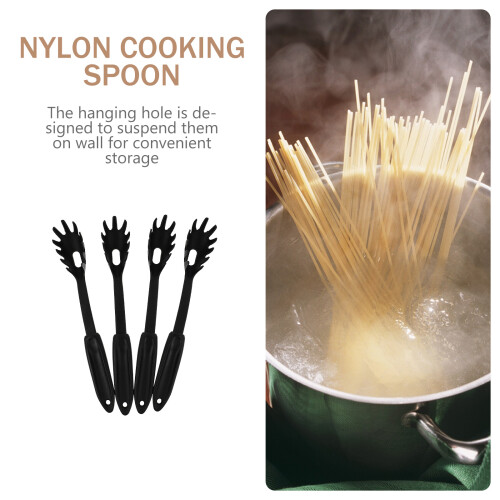4 Pezzi Cucchiai In Nylon Per Spaghetti E Noodles Nero 2