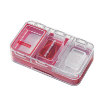 Pill Cutter And Splitter With Dispenser 3In1 Grinder Portable Crusher For Tiny To Large Pills Red 11x6x3cm Powder Brush