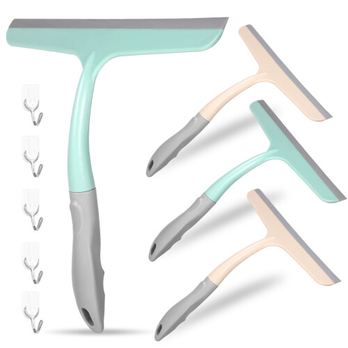 4 pezzi spazzole per finestre e doccia, kit portatile con ganci