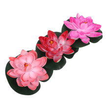 15 Unidades Flores De Lótus Artificiais Com Folhas Para Lago Ou Jardim