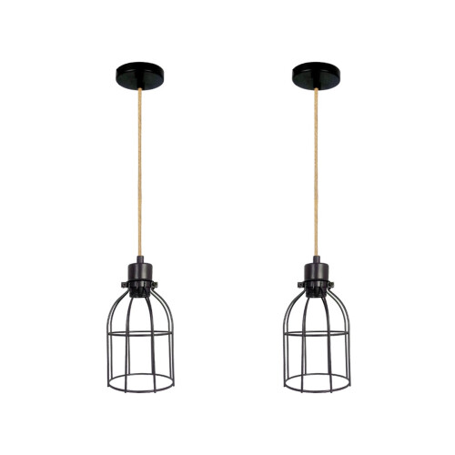 2-teilige Deckenleuchte im Vogelkäfig-Design Eisen 2