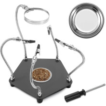 Third Hand Soldering Tool, Magnetic Helping Hands Soldering Station with 4 Flexible Helping Arms Soldering, Magnifying Glass, Soldering Tool