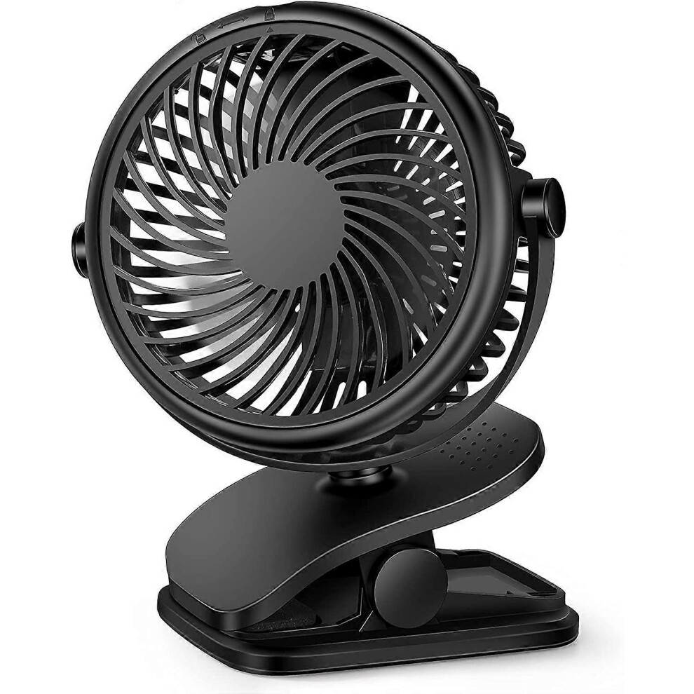 Kikidex (As Show, One Size) Stroller Fan Clip On Fan, Rechargeable Battery Operated Usb Desk Fan, 4 Inch Table Fan,Cooling Fan With 3 Speed, 360 Rotate Deskto