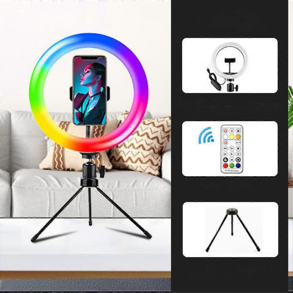 Kikidex (As Show, One Size) 10 Inch Fill Rgb S Desktop Selfie Ring Led Seven Color Beauty Fill Light