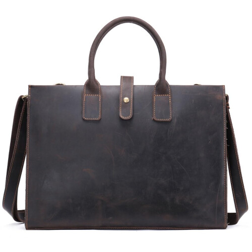 Leather Briefcase For Men Retro Handbag Large Capacity