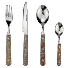 (Qs410 wood handle) Resin Rivets Less Steel Cutlery 4 In 1 Set Utensils Dinnerware For Home/yy