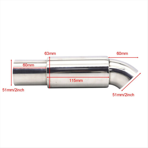 51mm Variable Exhaust Tip System Muffler Tail Pipe Stainless Steel 2