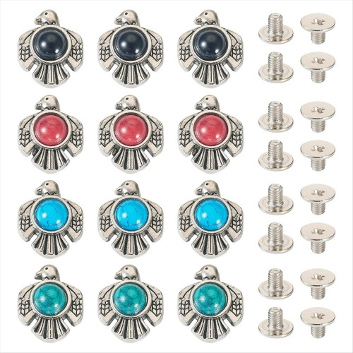 16 τεμάχια διακοσμητικά πριτσίνια Faux-Turquoise για δέρμα