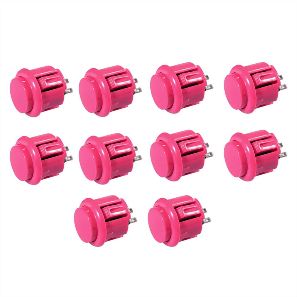 10 Pcs Arcade Buttons 24Mm Responsive Arcade Buttons Pink 4851329454779