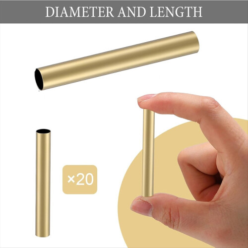 Tubo de latão de 7 mm para substituição, 2-1/32 polegadas de comprimento, pacote com 10 peças 2