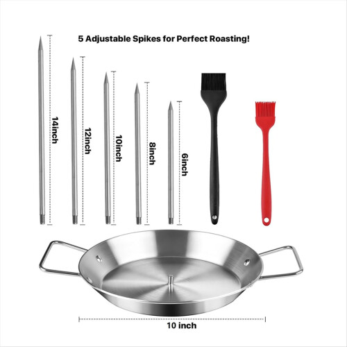 Espeto Vertical para Grelha e Forno - 5 Espetos Ajustáveis (6-14 Polegadas) 2