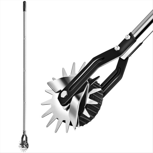 Ferramenta de corte de grama rotativa com rodas, cortador de grama manual de 66,7 polegadas 1